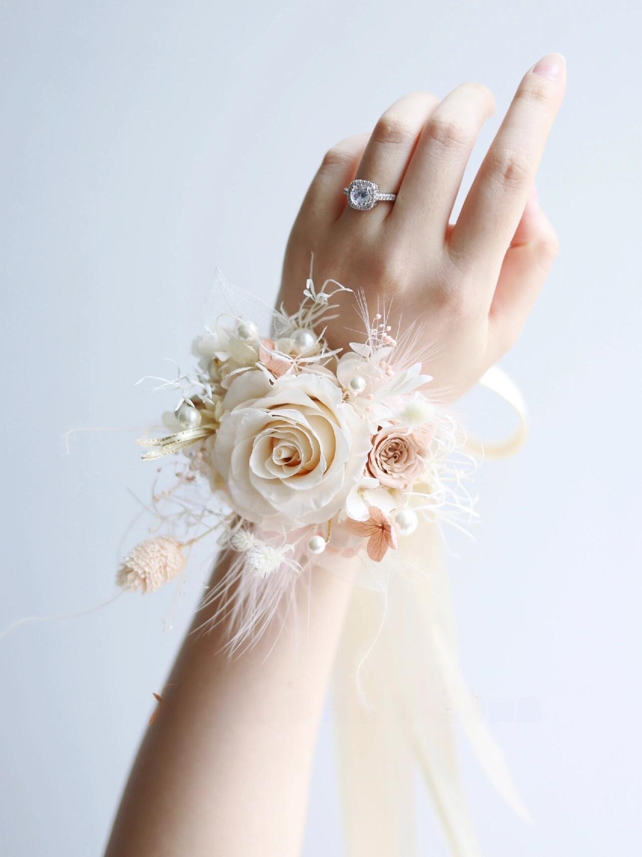 Wrist Corsage With Ivory Rose