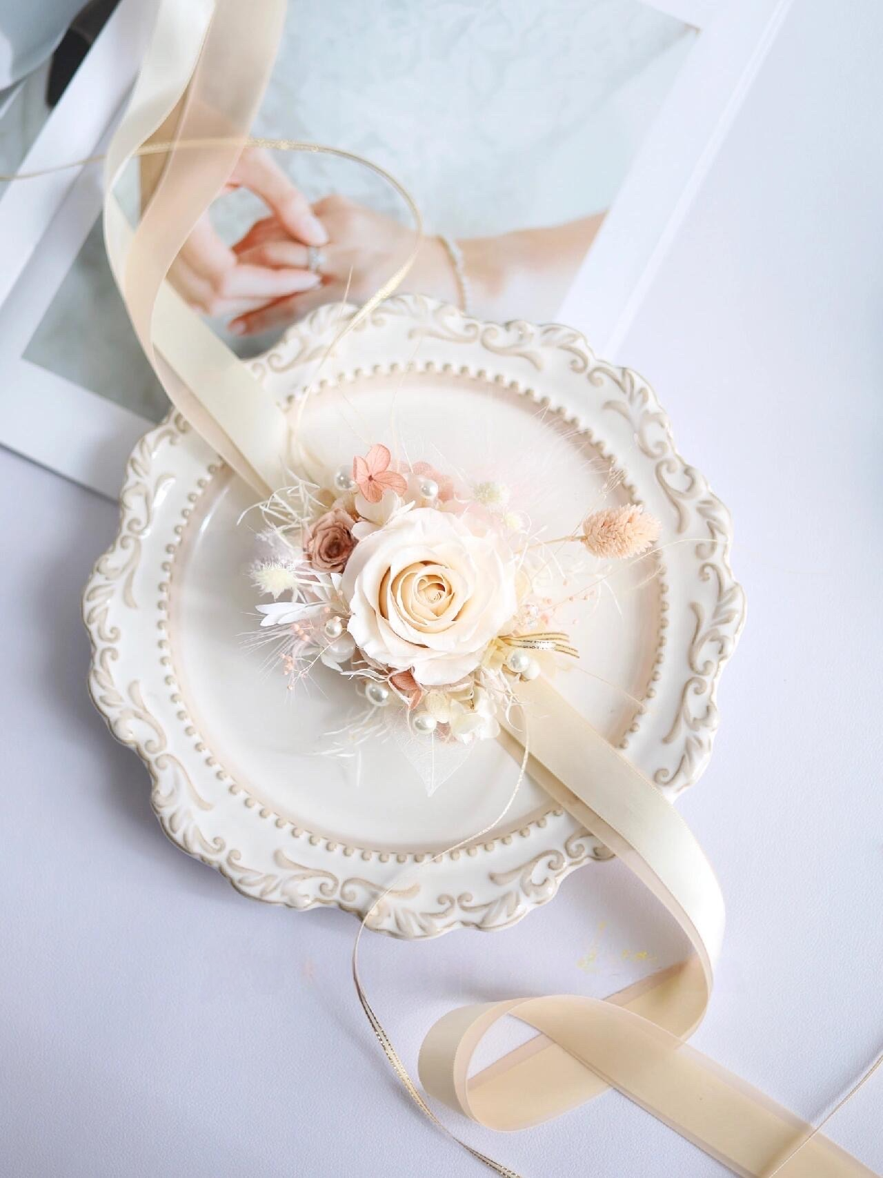 Wrist Corsage With Ivory Rose