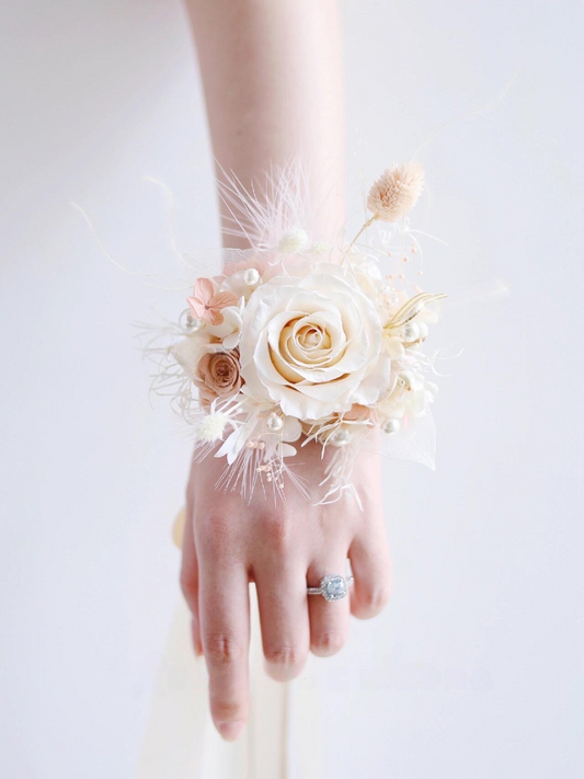 Wrist Corsage With Ivory Rose