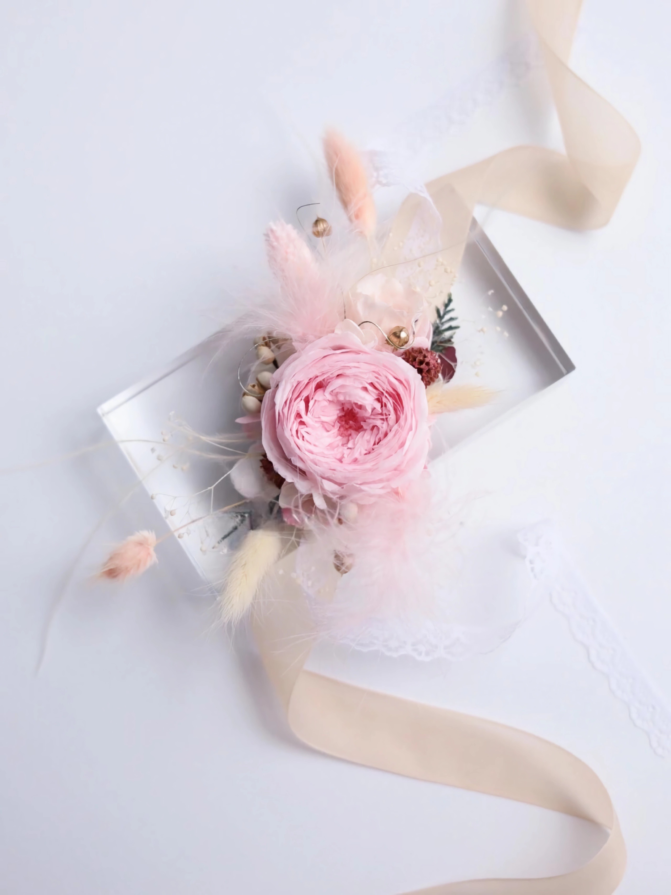 Wrist Corsage With Pink Peony