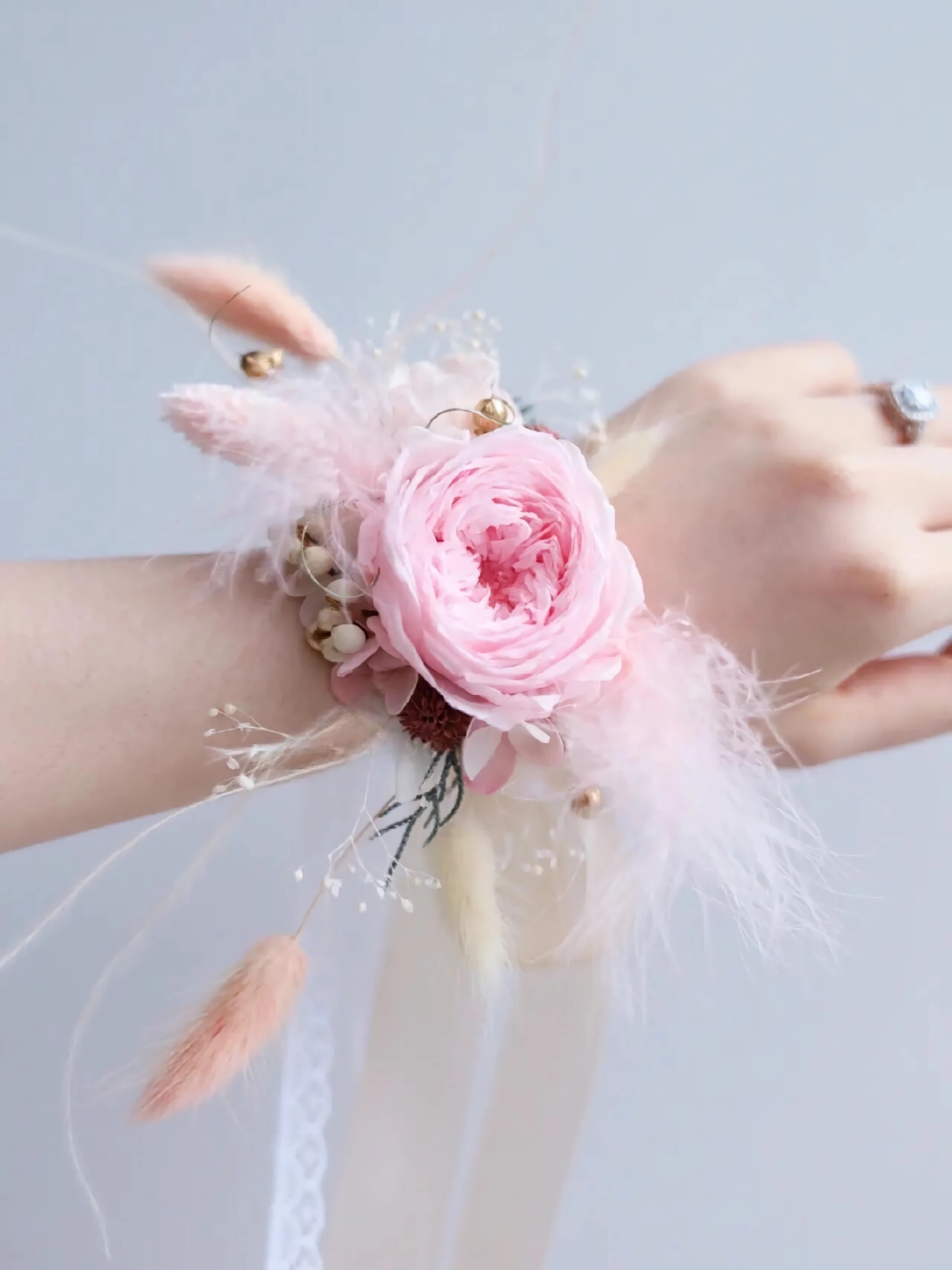 Wrist Corsage With Pink Peony