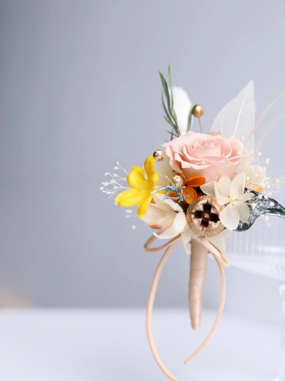 Boutonniere With Soft Peach Rose