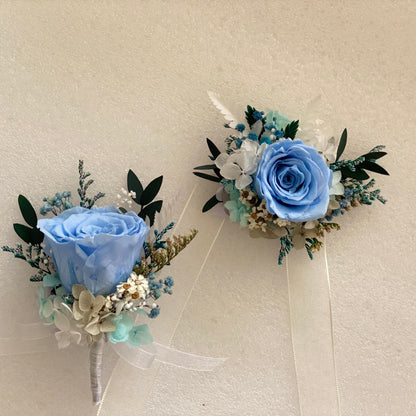 blue rose boutonniere preserved flower