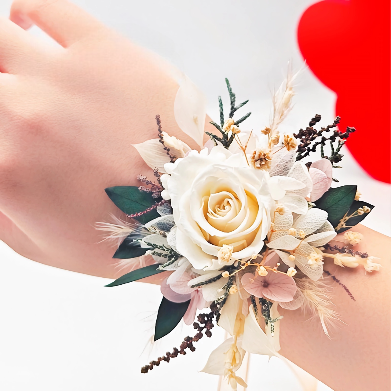 Preserved Flower wrist corsage real rose hydrangea wrist corsage