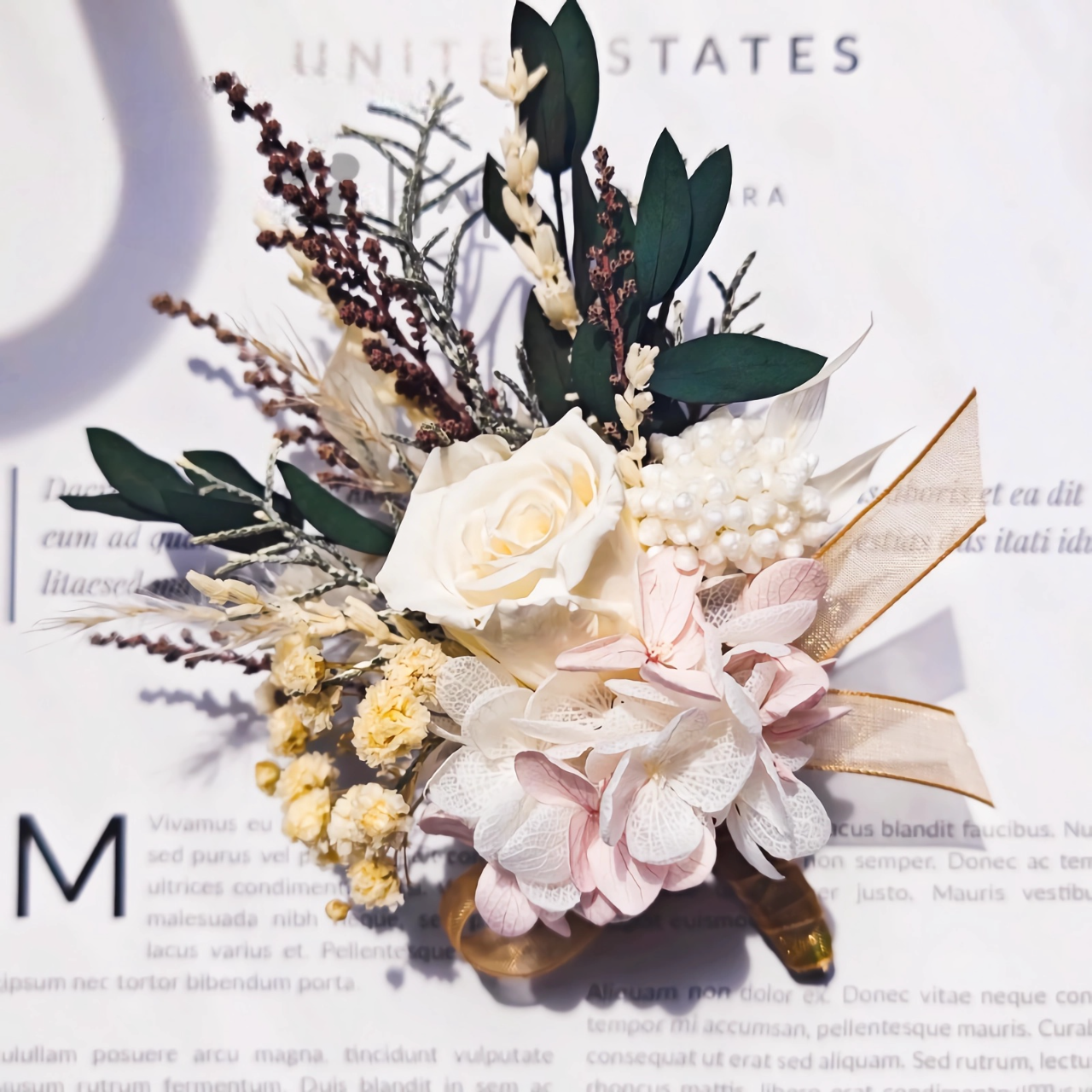 Preserved Flower wrist corsage real rose hydrangea wrist corsage