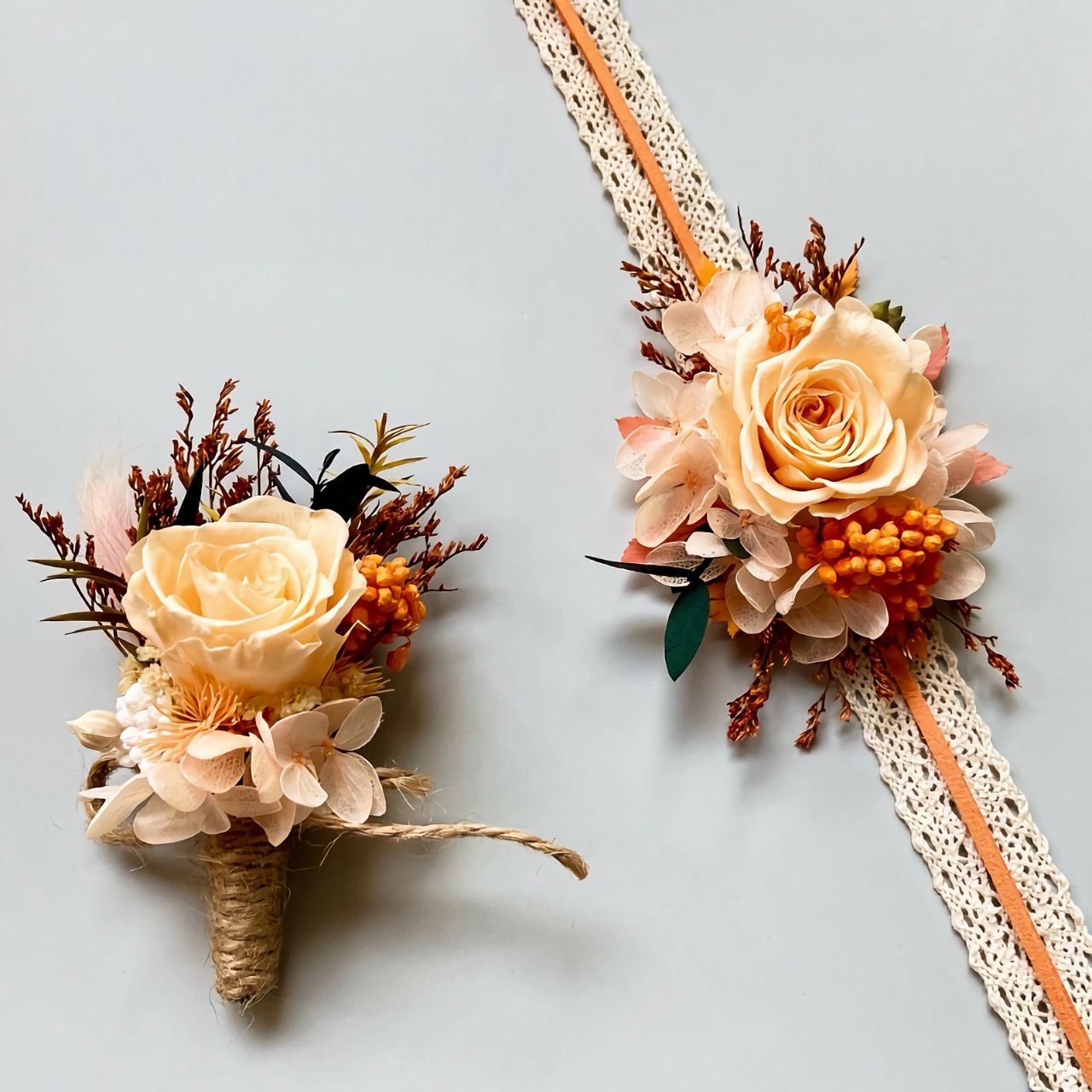 Preserved Flower boutonnieres real blush rose boutonniere