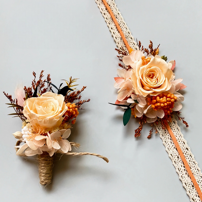 Preserved Flower boutonnieres real blush rose boutonniere