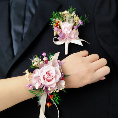 Preserved Flower wrist corsage real pink rose wrist corsage