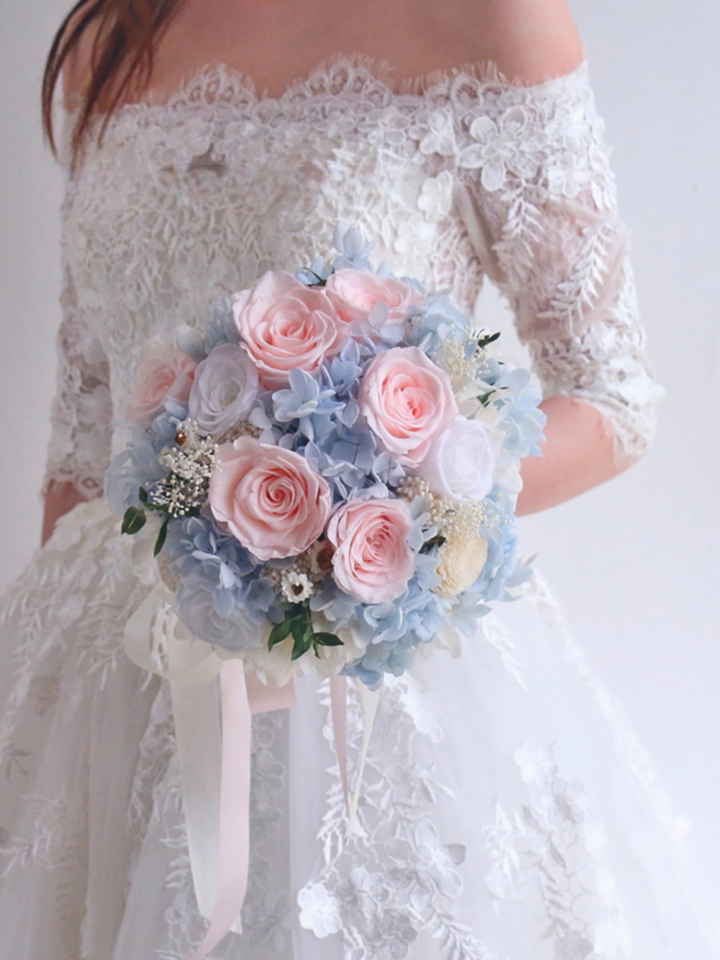 Blushing Bliss Bridal Bouquet - Made From Preserved Roses