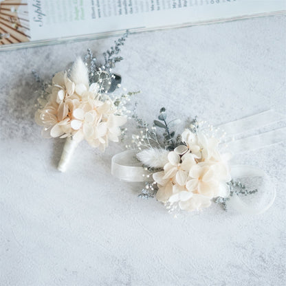 Real flower corsage with real hydrangea corsages