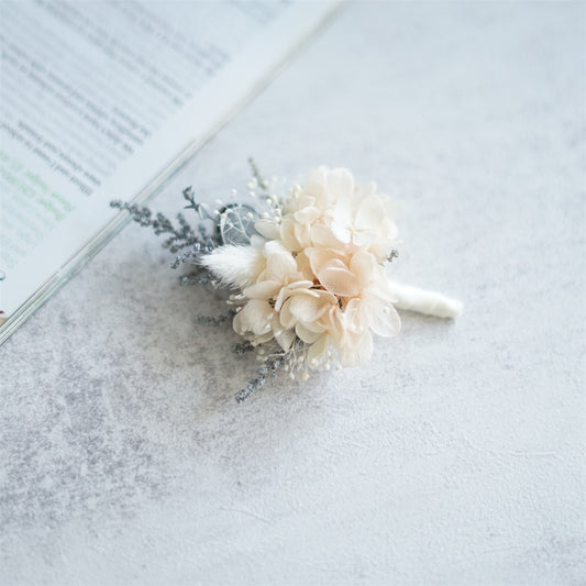 Real flower boutonniere preserved hydrangea boutonnieres