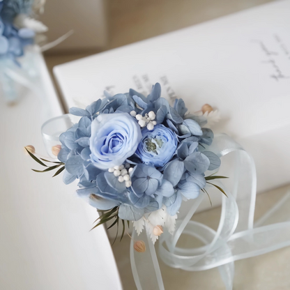 Corsage With Preserved Light Blue Rose