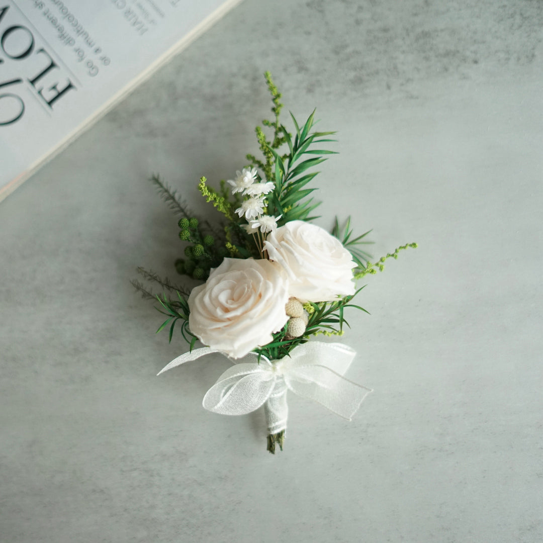 boutonniere with real preserved rose boutonnieres