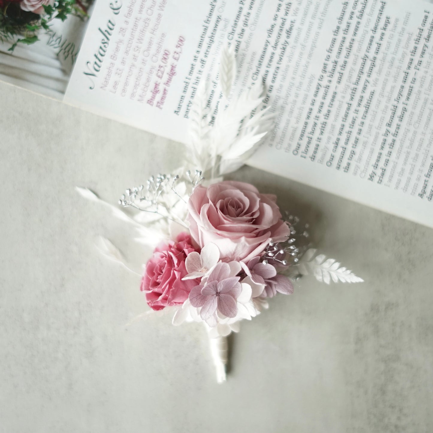 real flower Boutonniere rose and hydrangea Boutonnieres