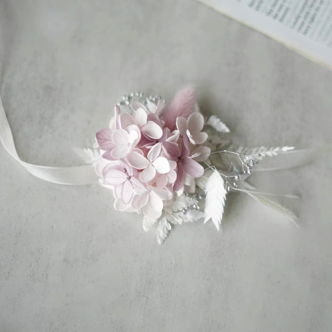 Corsage With Soft Blush Hydrangea real flower corsages
