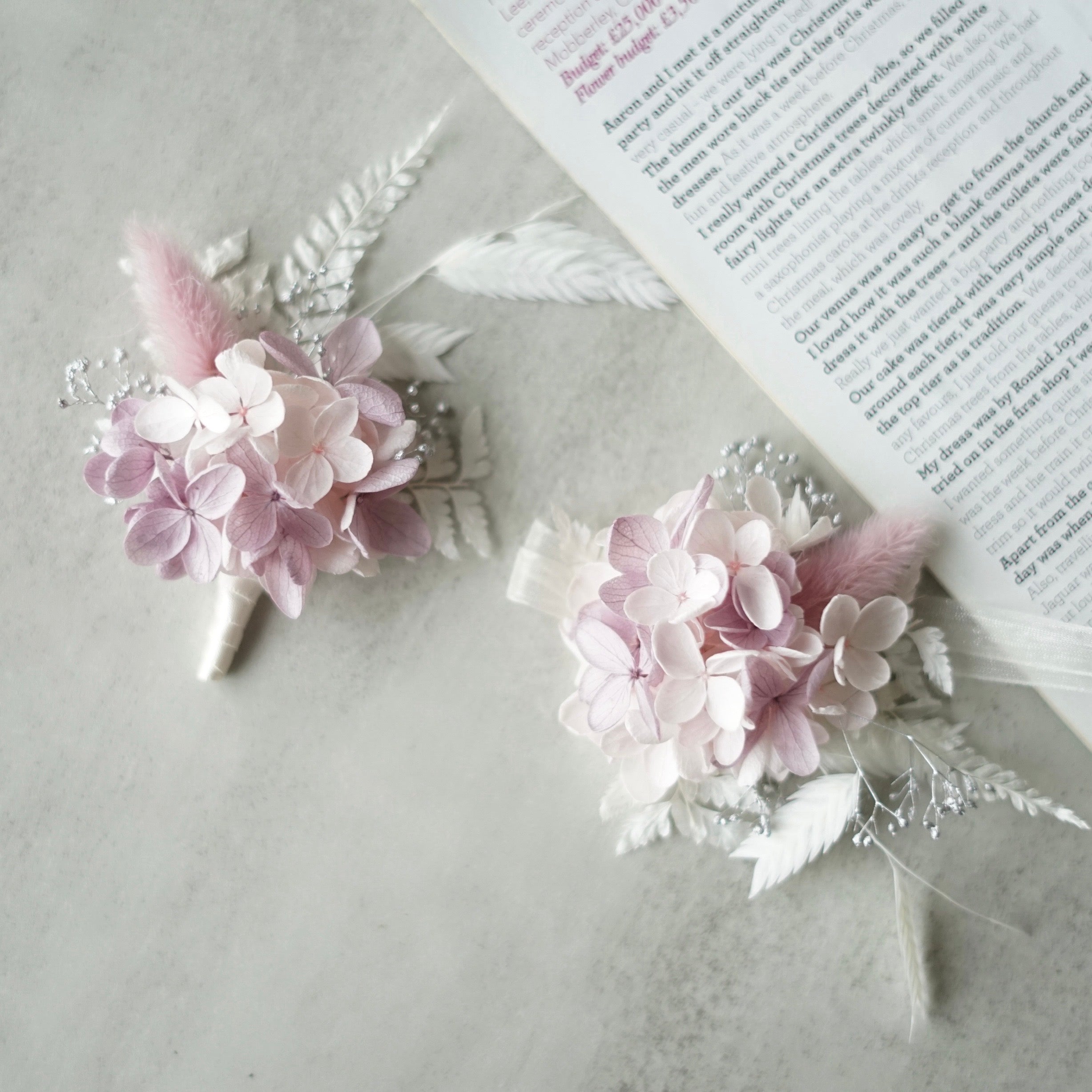 Corsage With Soft Blush Hydrangea real flower corsages