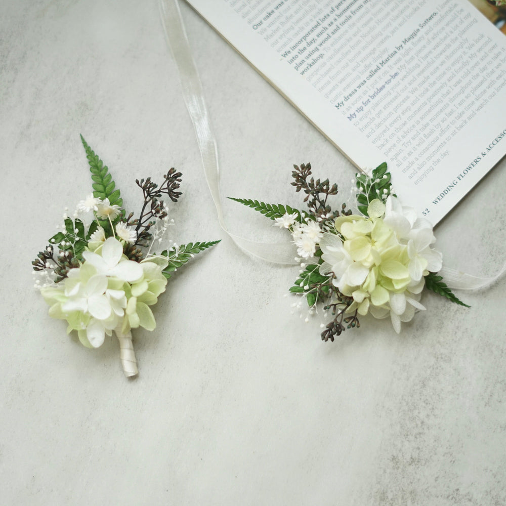 real flower boutonniere preserved real hydrangea boutonniere