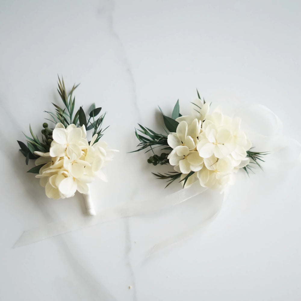 real flower corsage preserved real hydrangea corsages in pristine white