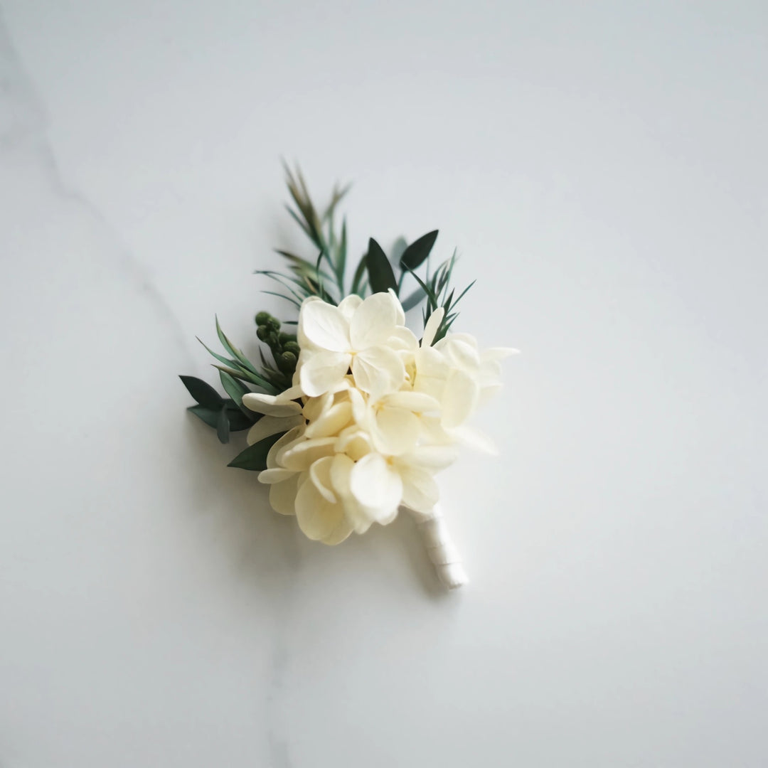real flower boutonniere preserved real hydrangea boutonnieres in pristine white