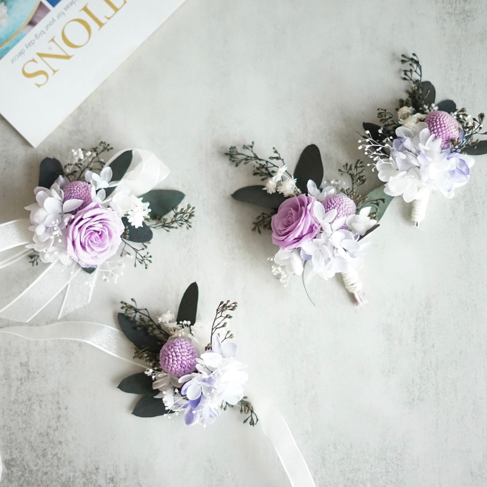 real flower corsage preserved real rose and hydrangea corsages in lavender