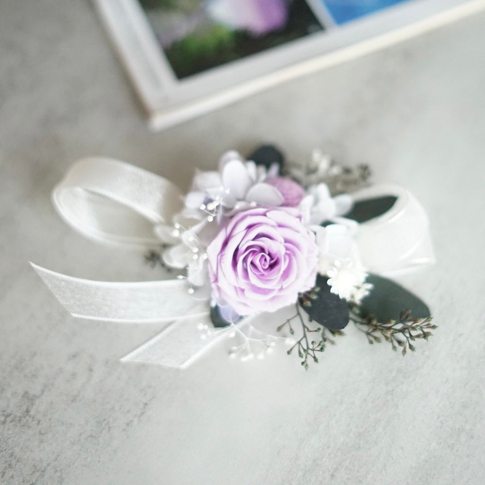 real flower corsage preserved real rose and hydrangea corsages in lavender