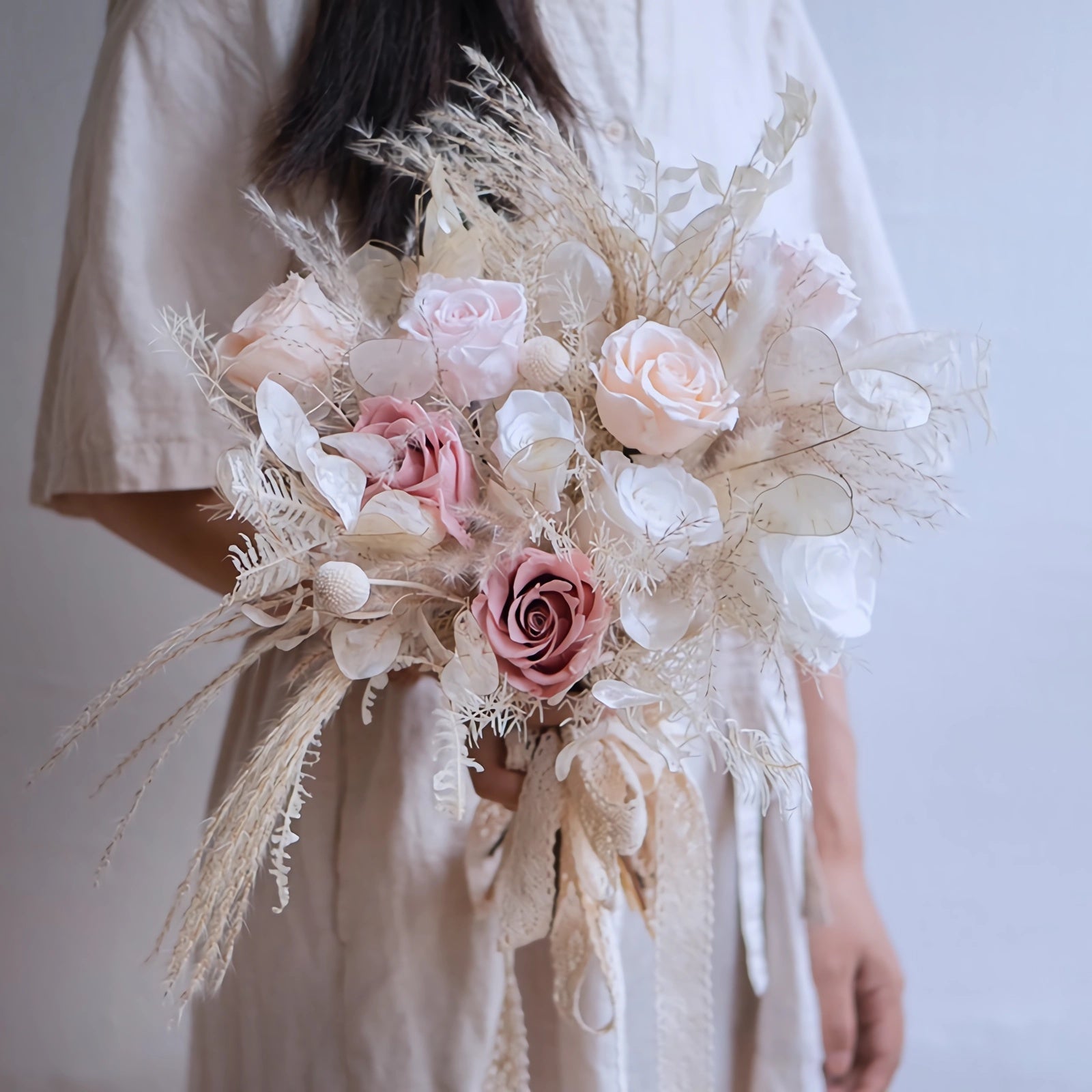 Rustic Elegance Bridal Bouquet - Preserved Flower Wedding Bouquet