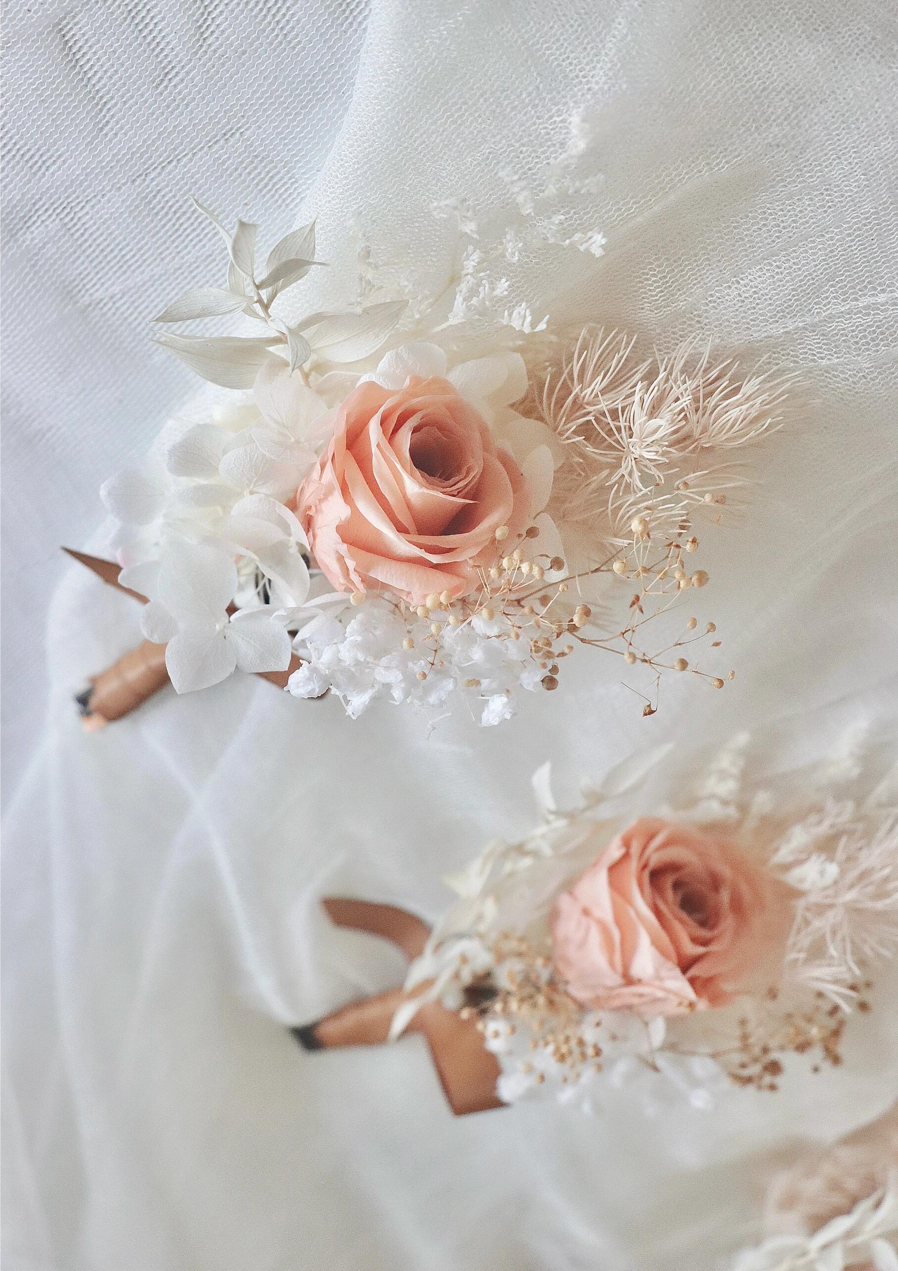 Boutonniere In Soft Peach & White