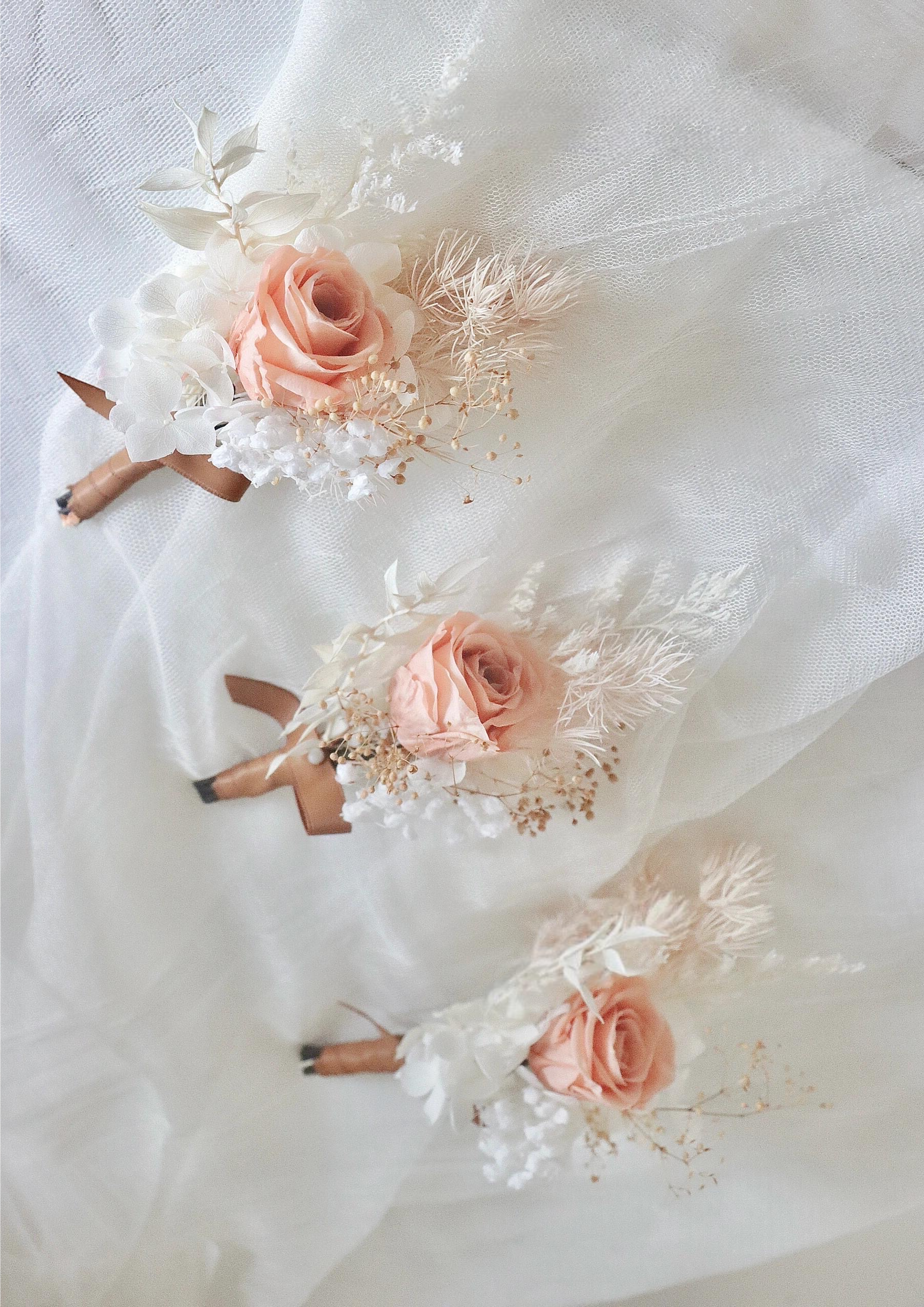 Boutonniere In Soft Peach & White