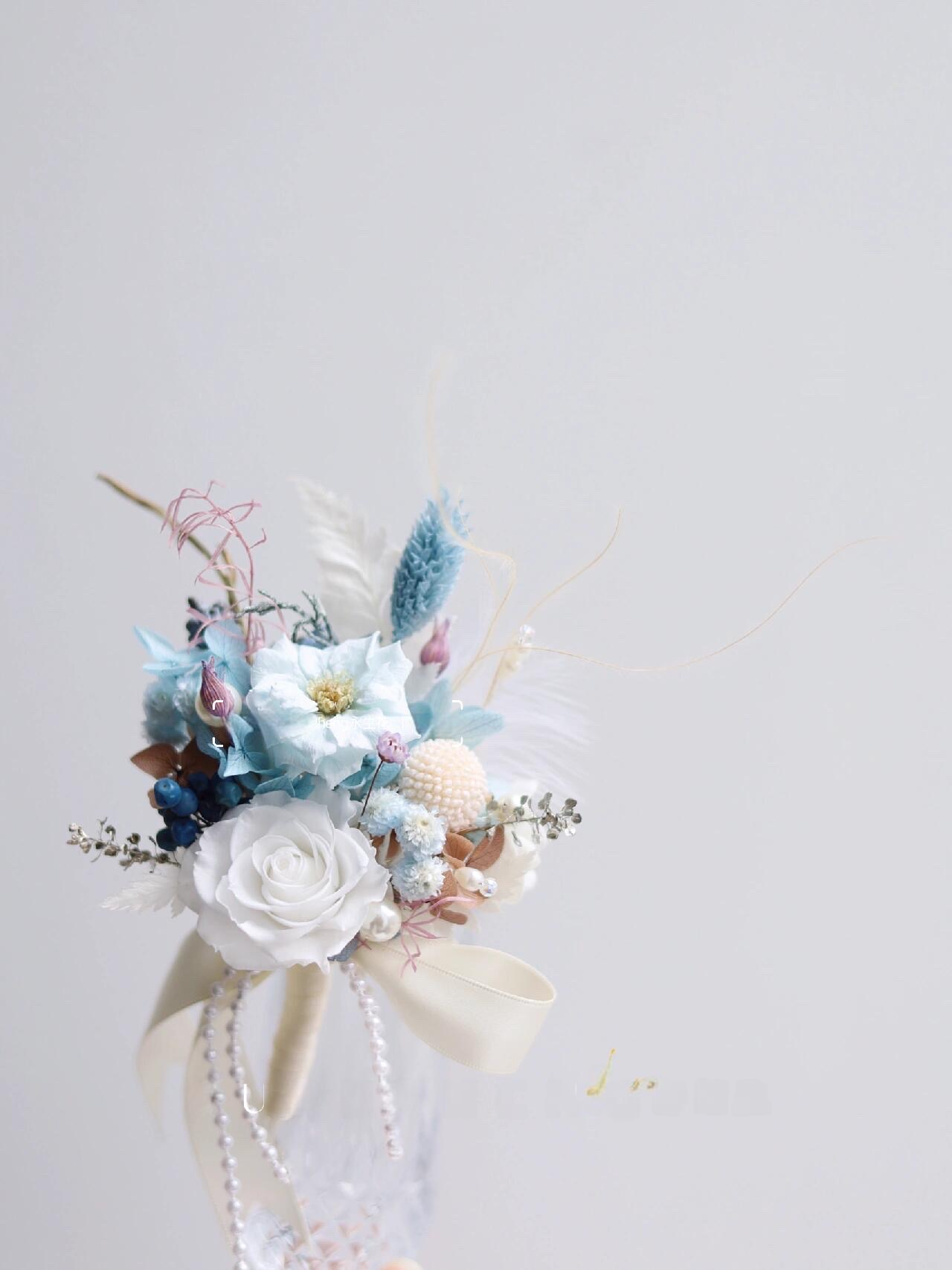 Boutonniere In Pastel Blue & Pristine White