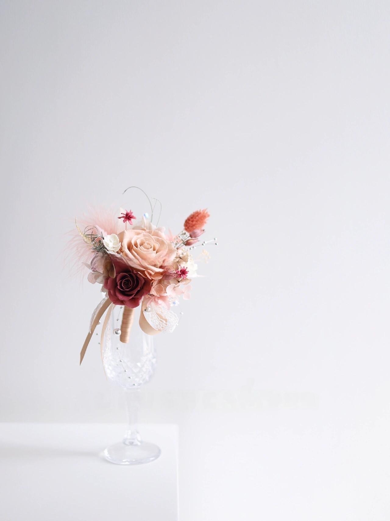 Boutonniere In Soft Blush & Burgundy