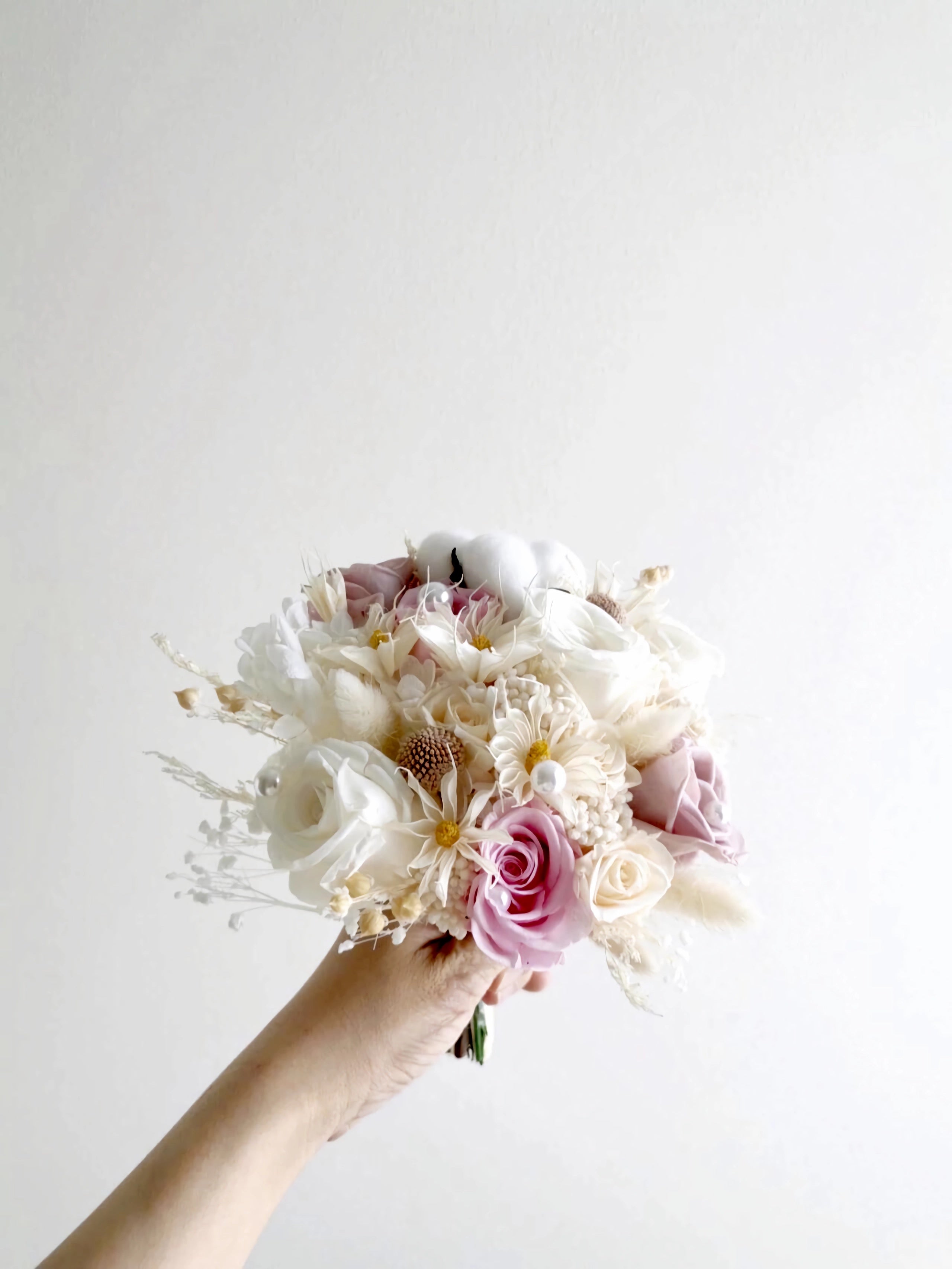 Delicate Ivory Bridal Bouquet - Preserved Flower Wedding Bouquet