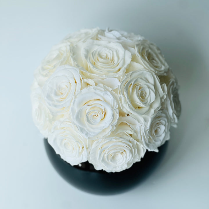 Rose Sphere In Black Vase