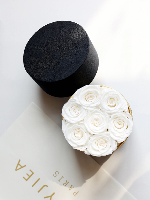 Round Floral Box With Roses - Small