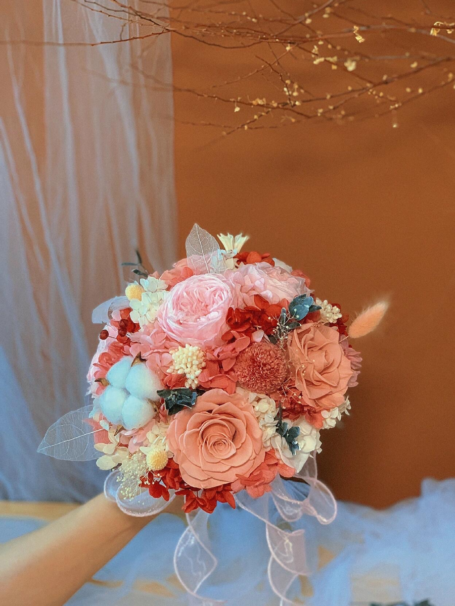 Sunset Glow Bridal Bouquet - Preserved Flower Wedding Bouquet