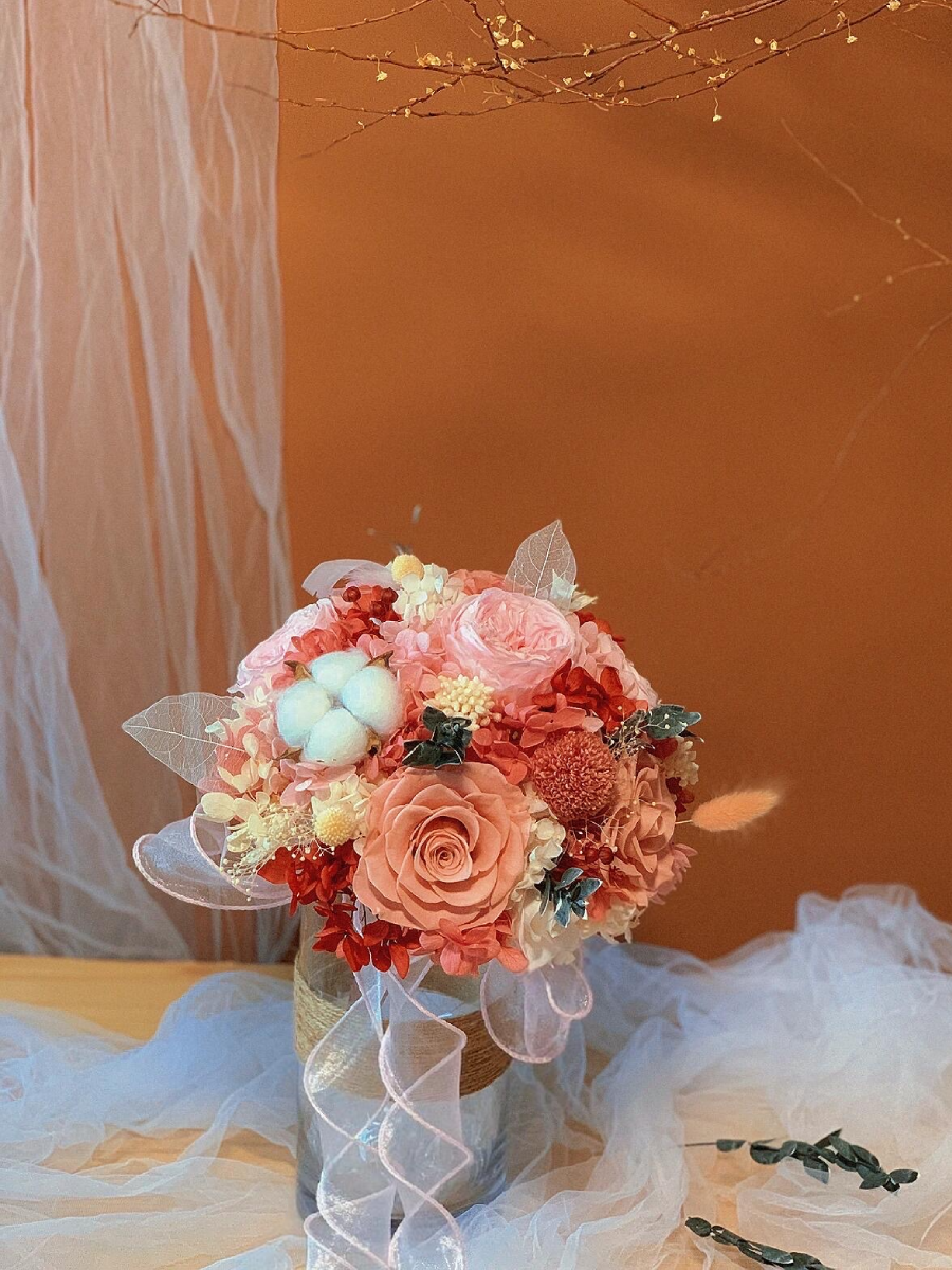 Sunset Glow Bridal Bouquet - Preserved Flower Wedding Bouquet