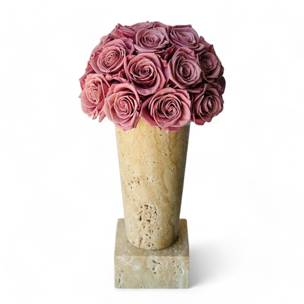 Flower vase arrangement made of dusty pink eternity rose flower