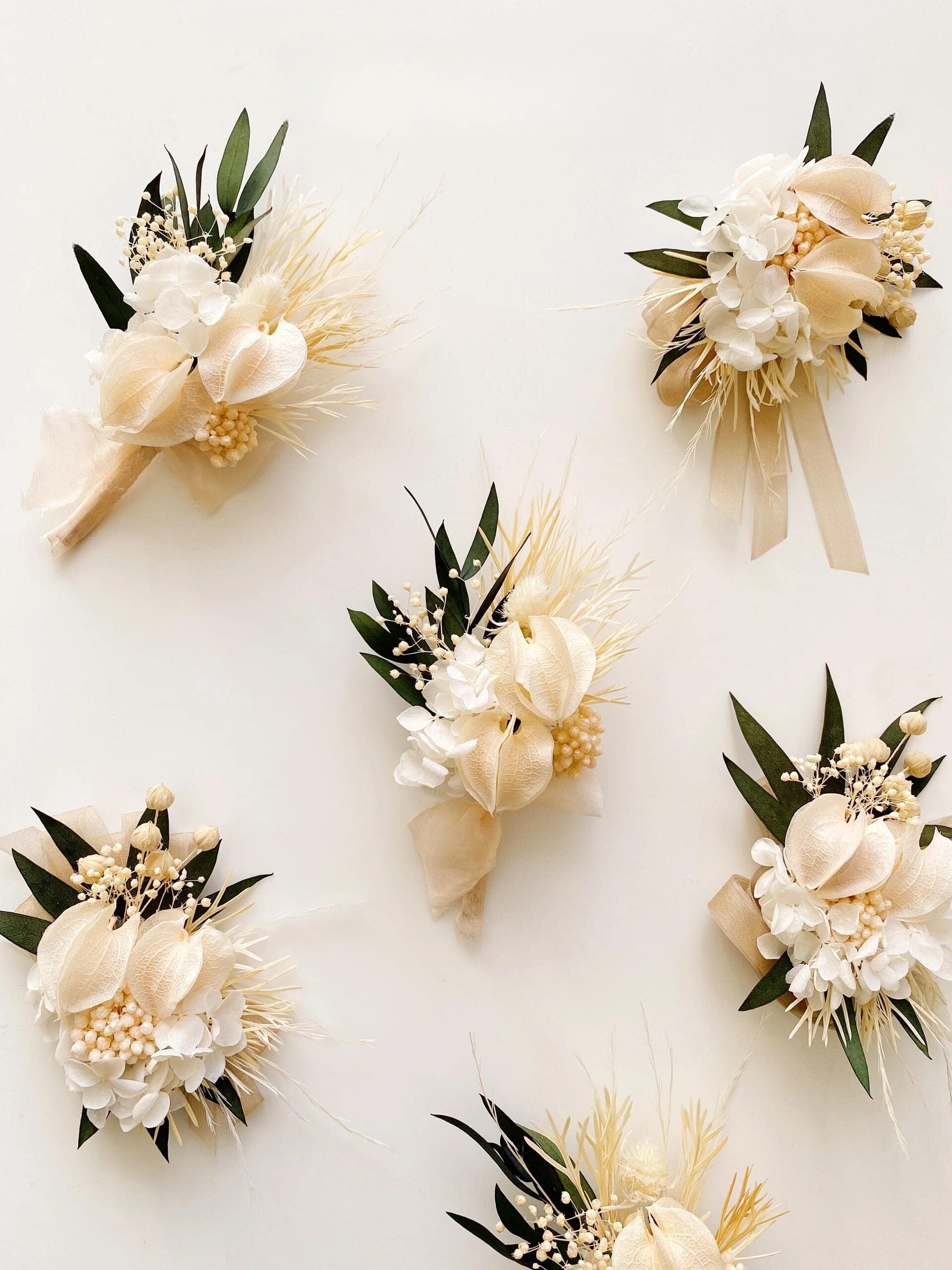 Ivory Calla Lily and White Hydrangea Preserved Boutonniere – Elegant Wedding Floral Accessory

