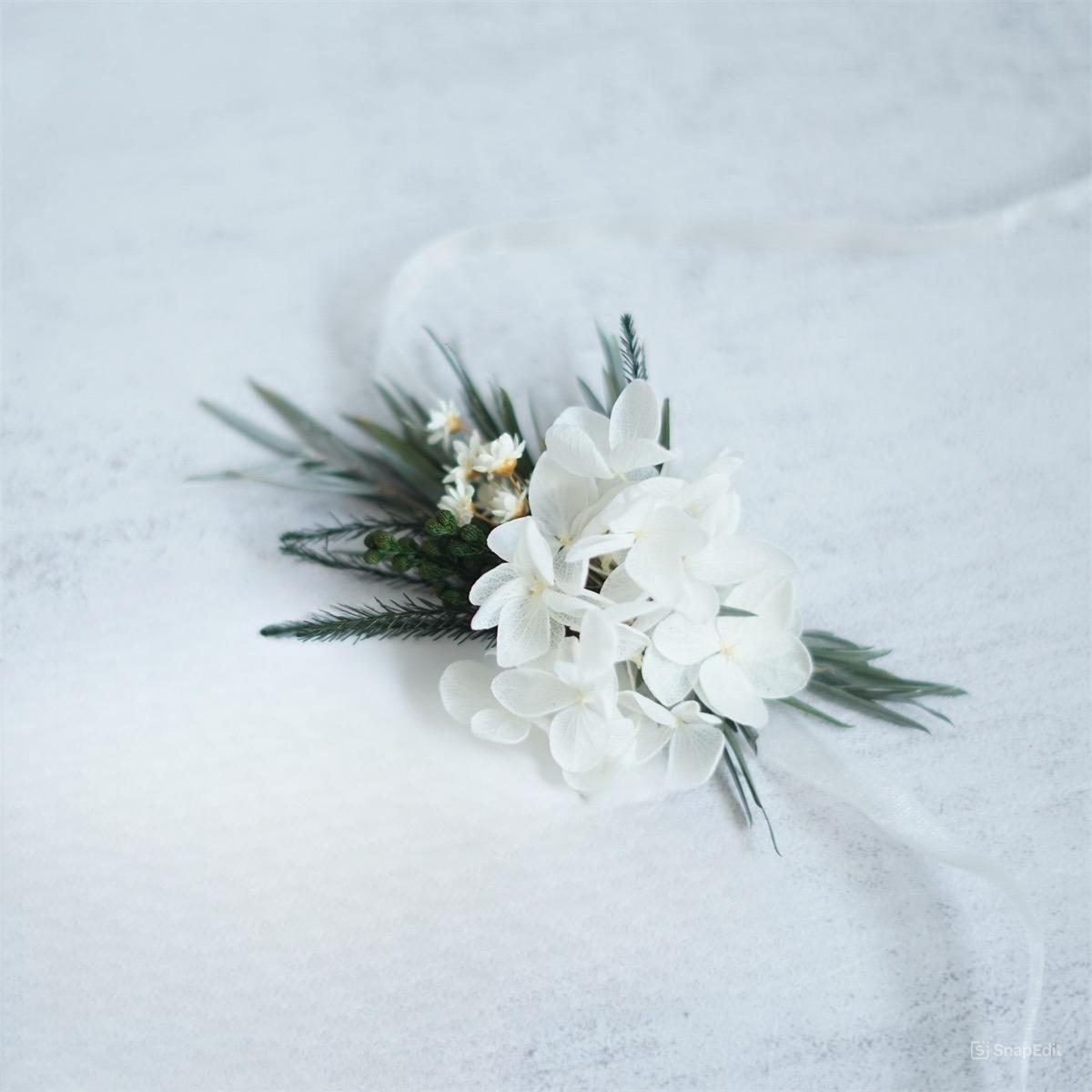 Preserved Flower wrist corsage real white rose wrist corsage