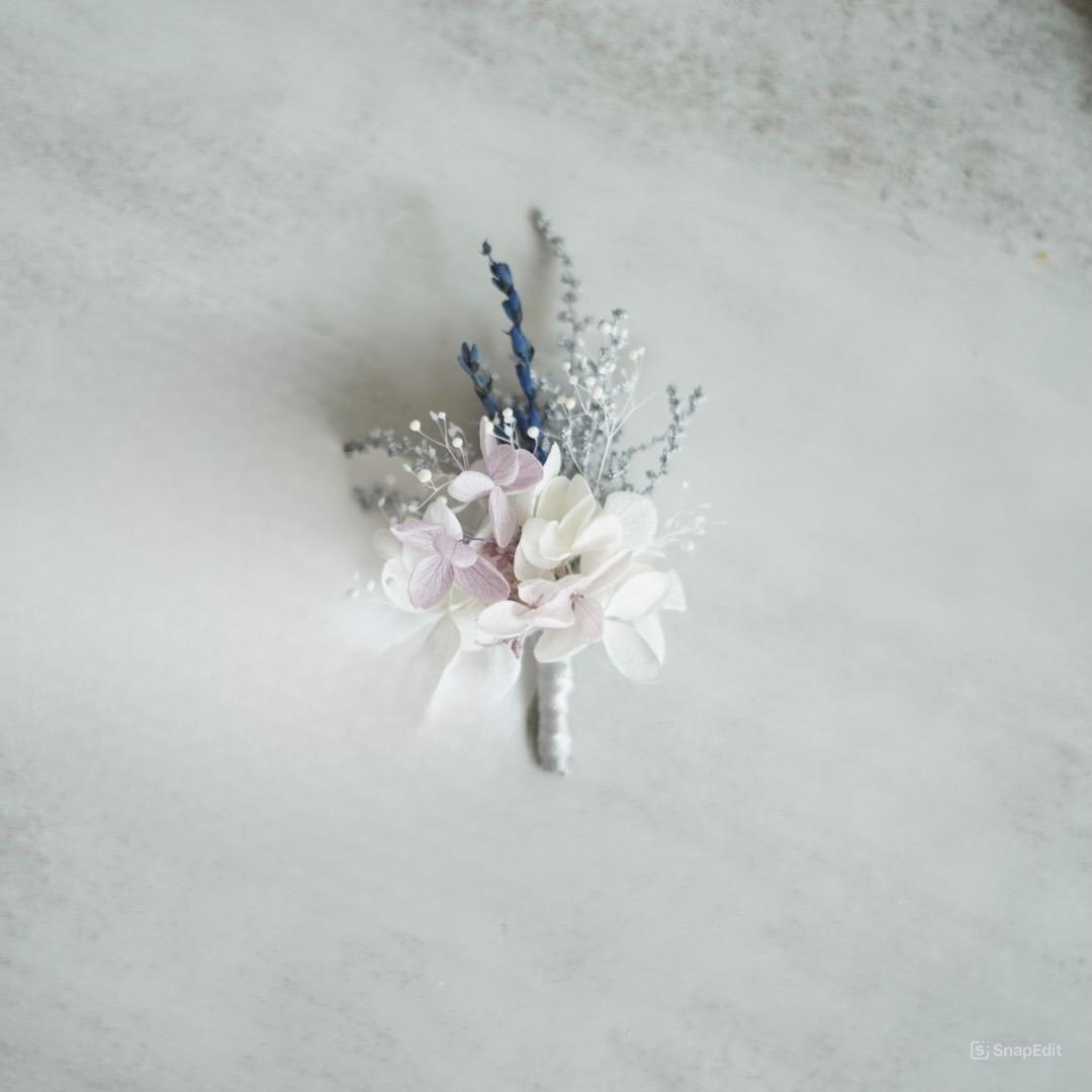 Real flower boutonniere preserved hydrangea boutonnieres