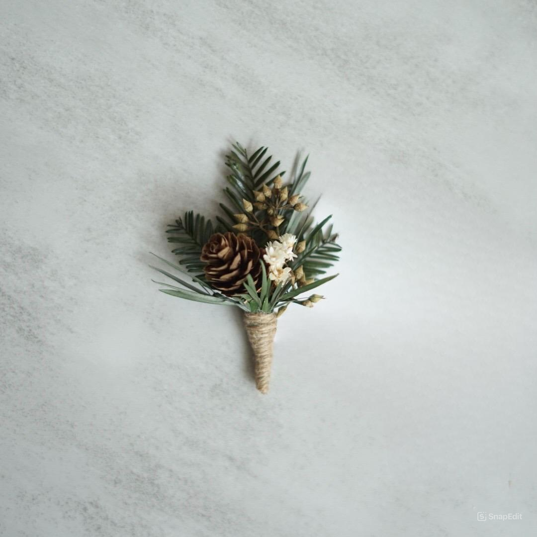 Boutonniere with pinecones