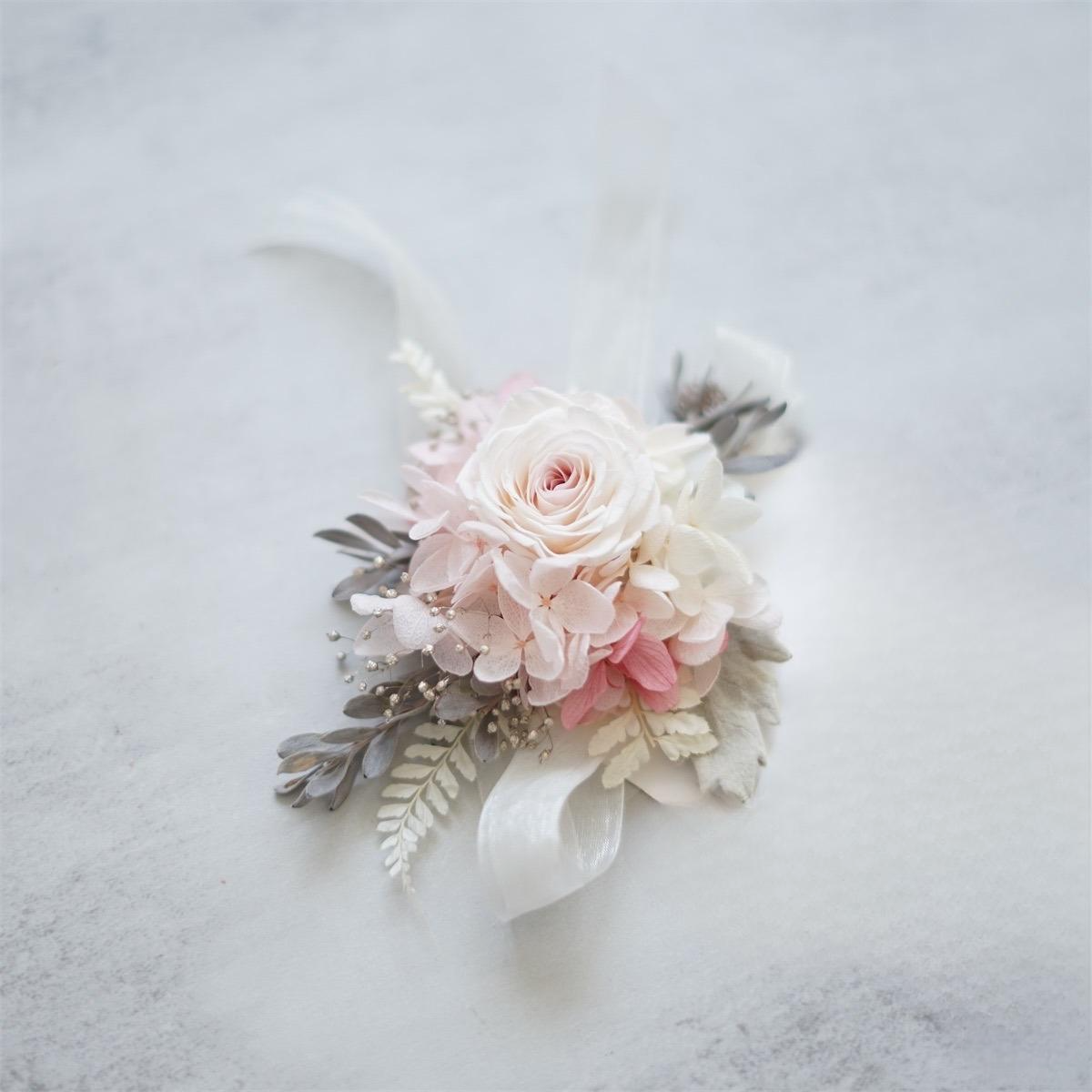 Preserved Rose Corsage With In Ivory White & Lavender real rose corsages