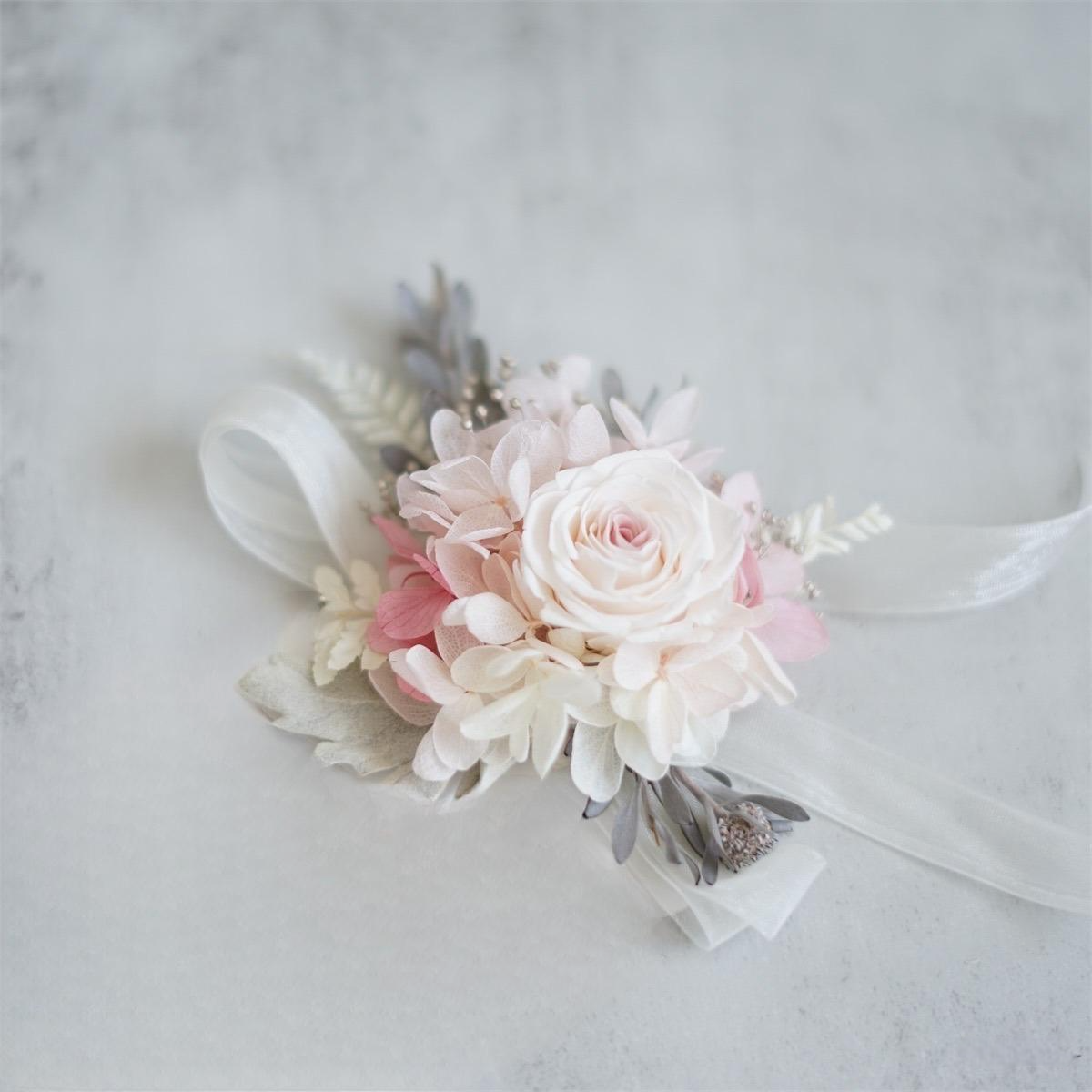 Preserved Rose Corsage With In Ivory White & Lavender real rose corsages