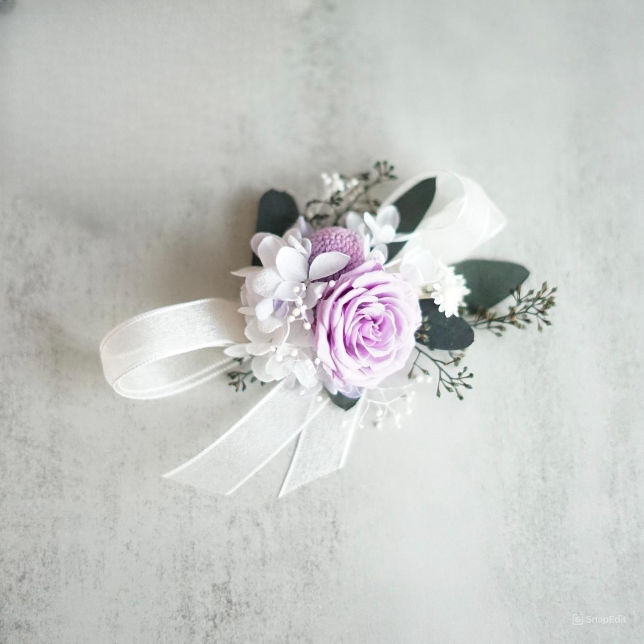 real flower corsage preserved real rose and hydrangea corsages in lavender