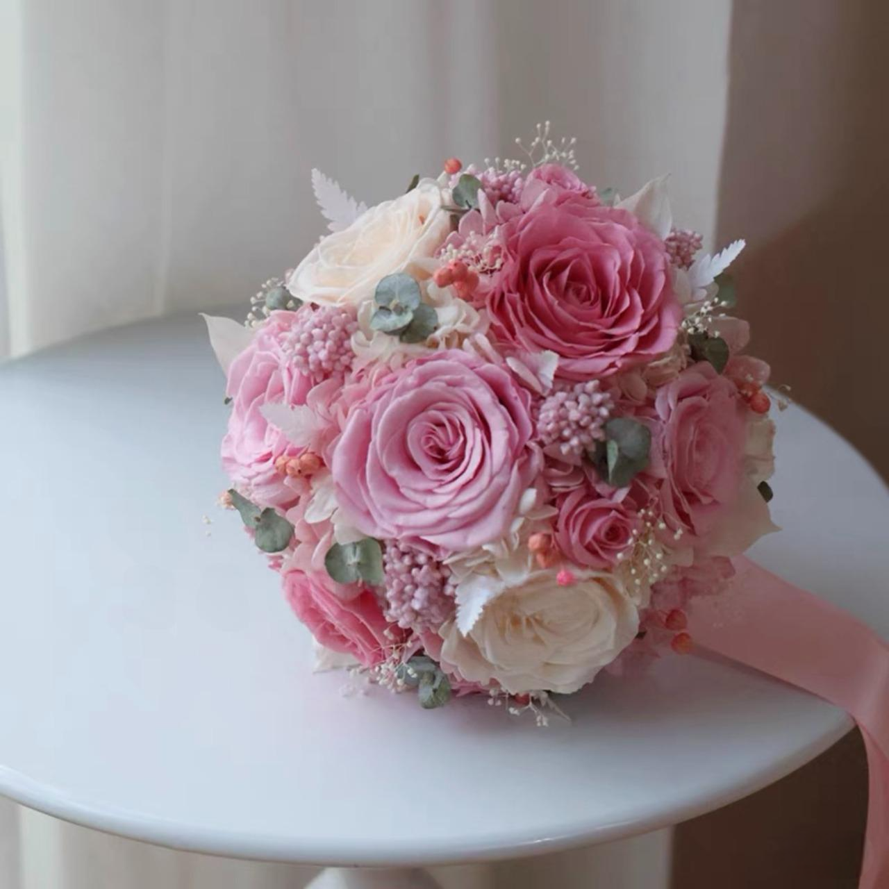 Preserved flower wedding bouquet real rose bridal bouquets